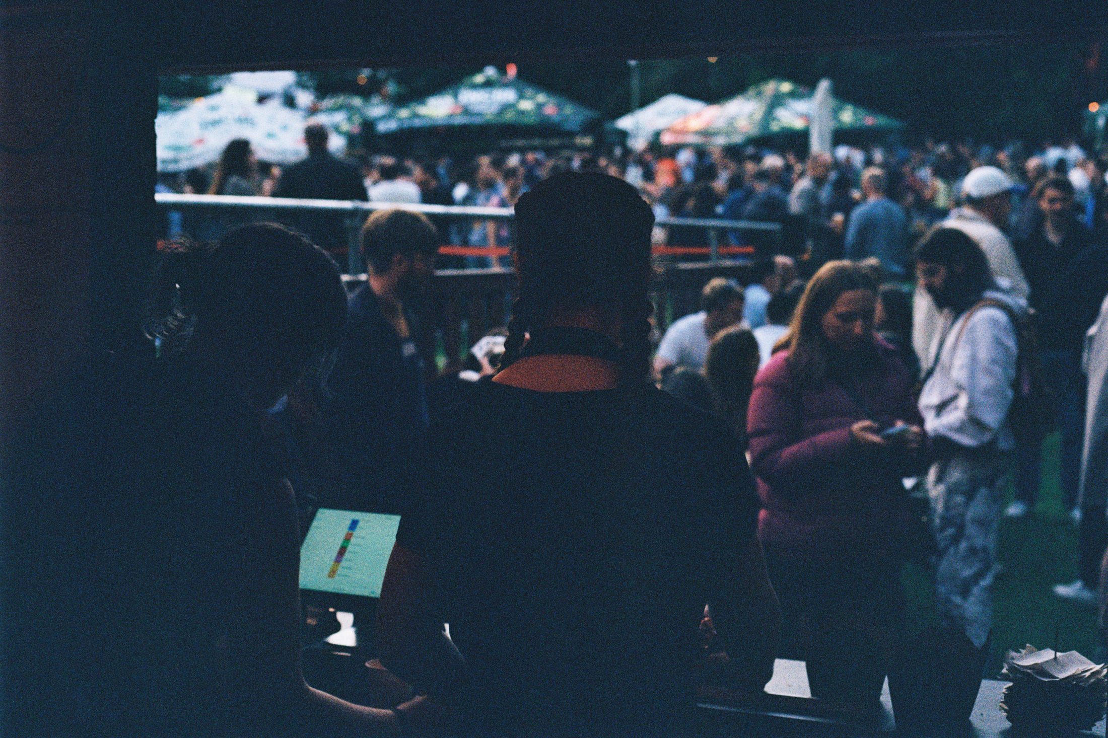 The festival crowd at Assembly George Square at dusk
